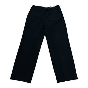 Larry Levine Petite Stretch Dress Pants Womens 10P Black Straight Loose Leg